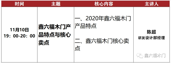 鑫六福木门十一月直播培训季即将开启